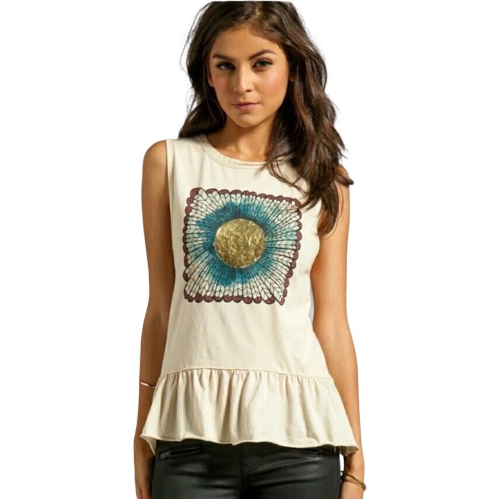 Chaser Boho Peplum Muscle T-shirt by Chaser Size Small